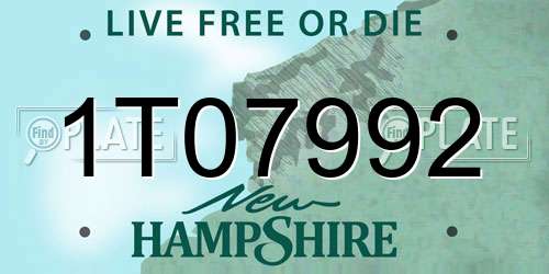 1T07992 New Hampshire License Plate
