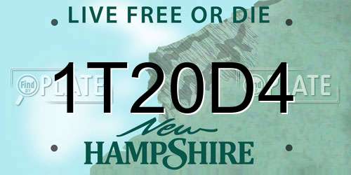 1T20D4 New Hampshire License Plate