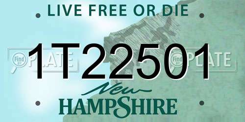 1T22501 New Hampshire License Plate