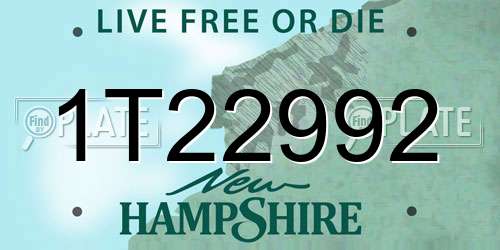1T22992 New Hampshire License Plate