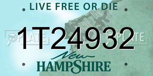 1T24932 New Hampshire License Plate