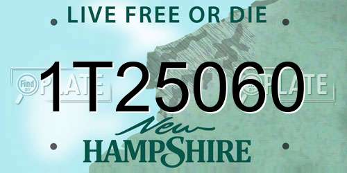 1T25060 New Hampshire License Plate