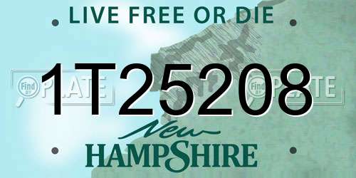 1T25208 New Hampshire License Plate
