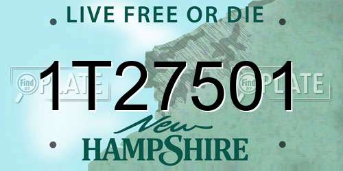 1T27501 New Hampshire License Plate