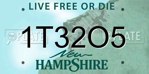 1T32O5 New Hampshire License Plate
