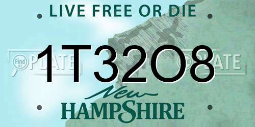 1T32O8 New Hampshire License Plate