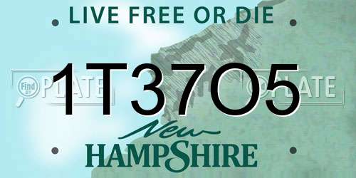 1T37O5 New Hampshire License Plate