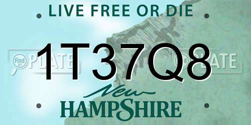 1T37Q8 New Hampshire License Plate