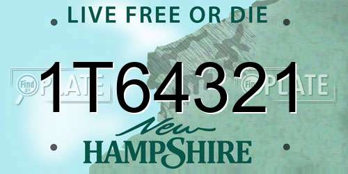 1T64321 New Hampshire License Plate