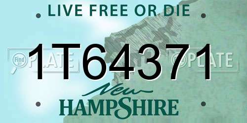 1T64371 New Hampshire License Plate
