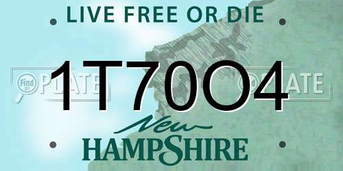 1T70O4 New Hampshire License Plate