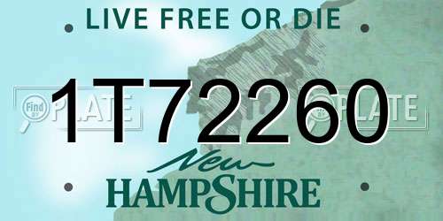 1T72260 New Hampshire License Plate