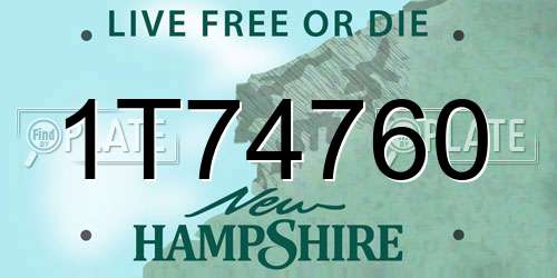 1T74760 New Hampshire License Plate