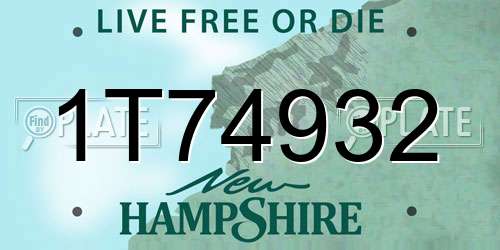 1T74932 New Hampshire License Plate
