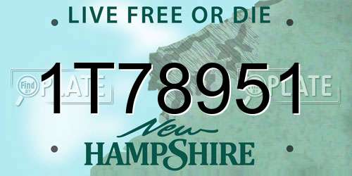1T78951 New Hampshire License Plate