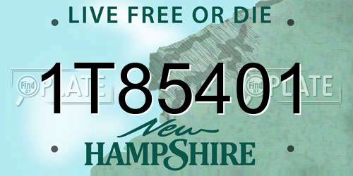 1T85401 New Hampshire License Plate