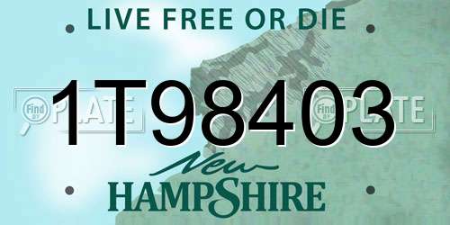 1T98403 New Hampshire License Plate