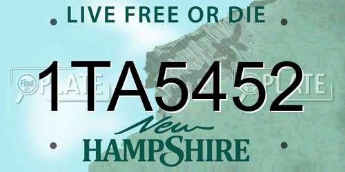 1TA5452 New Hampshire License Plate