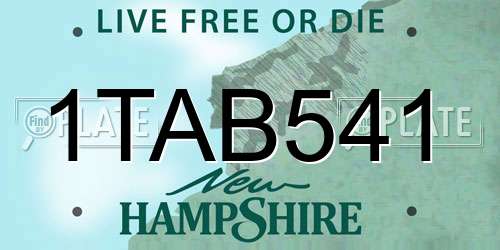 1TAB541 New Hampshire License Plate