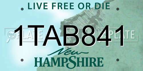 1TAB841 New Hampshire License Plate