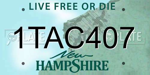 1TAC407 New Hampshire License Plate