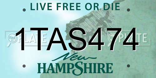 1TAS474 New Hampshire License Plate