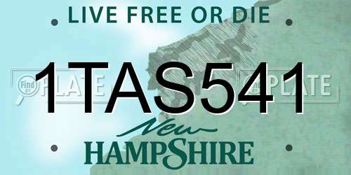 1TAS541 New Hampshire License Plate