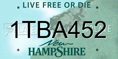 1TBA452 New Hampshire License Plate