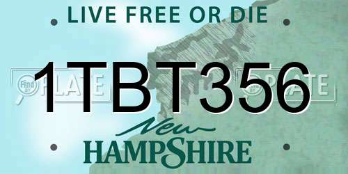 1TBT356 New Hampshire License Plate