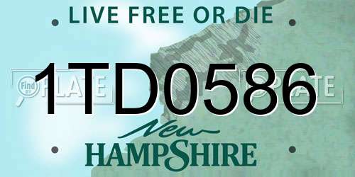 1TD0586 New Hampshire License Plate