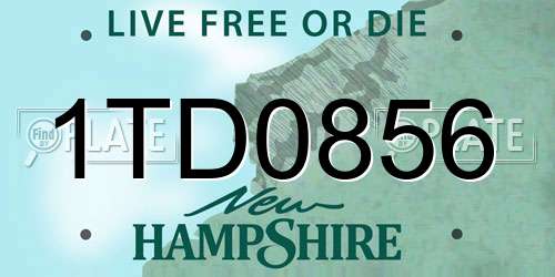 1TD0856 New Hampshire License Plate