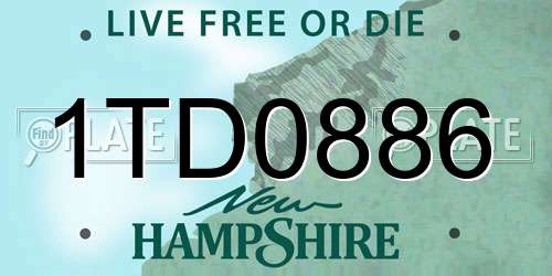 1TD0886 New Hampshire License Plate