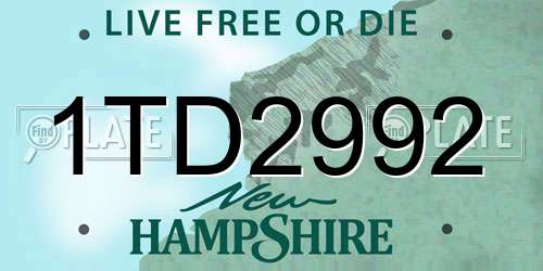 1TD2992 New Hampshire License Plate