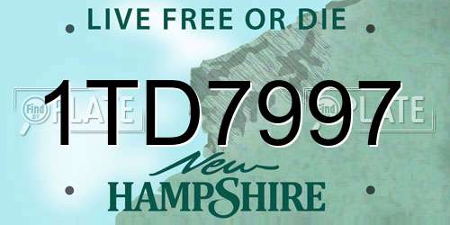 1TD7997 New Hampshire License Plate