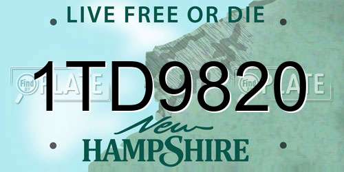 1TD9820 New Hampshire License Plate