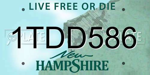 1TDD586 New Hampshire License Plate