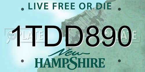 1TDD890 New Hampshire License Plate