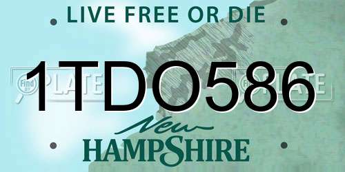 1TDO586 New Hampshire License Plate