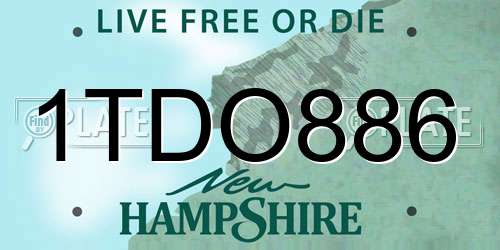 1TDO886 New Hampshire License Plate