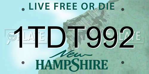 1TDT992 New Hampshire License Plate