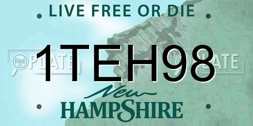 1TEH98 New Hampshire License Plate