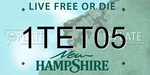 1TET05 New Hampshire License Plate