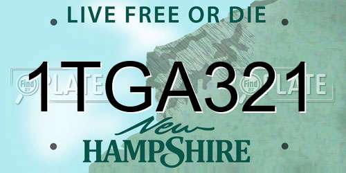 1TGA321 New Hampshire License Plate