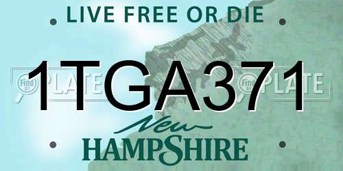 1TGA371 New Hampshire License Plate
