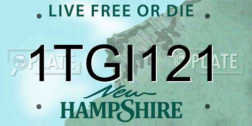 1TGI121 New Hampshire License Plate