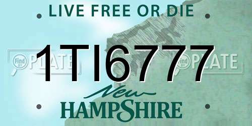 1TI6777 New Hampshire License Plate