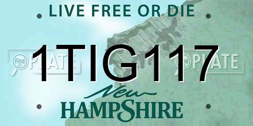 1TIG117 New Hampshire License Plate