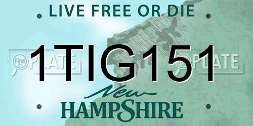 1TIG151 New Hampshire License Plate