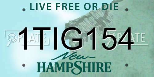 1TIG154 New Hampshire License Plate