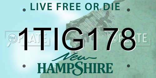 1TIG178 New Hampshire License Plate